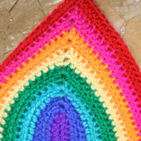 HAND CRAFTED Crochet Pride Rainbow Cropped Top Halter LGBTQ+ Festival Fashion - Picture 3 of 11
